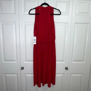 Vintage Evan Picone Red Matte Jersey V Neck Sleeveless Sheath‎ Dress US 12 thumbnail 6