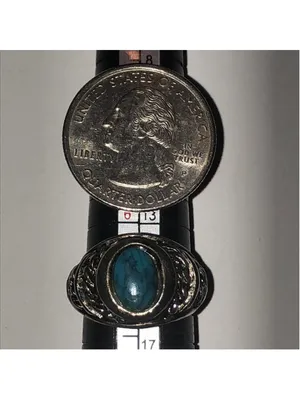 Vintage Silver Tone Faux Turquoise Adjustable Retro Boho Ring Blue thumbnail 5