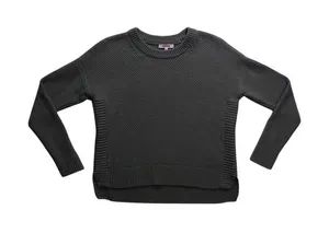 Madewell Crewneck Sweater Womens XS Green Excellent Textured Knit High Low Hem‎ thumbnail 1