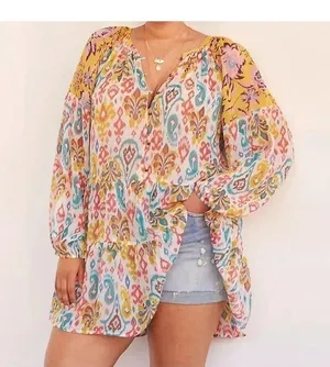 Anthropologie Maureen Babydoll Tunic Blouse Sheer Multicolor Floral Paisley M thumbnail 4