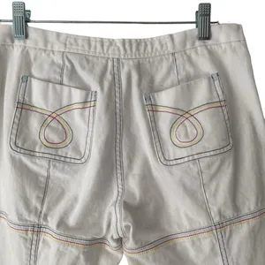Marithe Francois Girbaud White Denim Capri Cropped Rainbow Embroidered Jeans 27 thumbnail 7