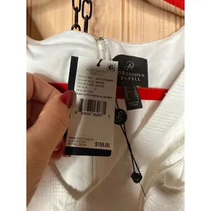NWT Adrianna Papell Cap Sleeve V Neck Knee Length Cocktail Dress White Size 2 thumbnail 5