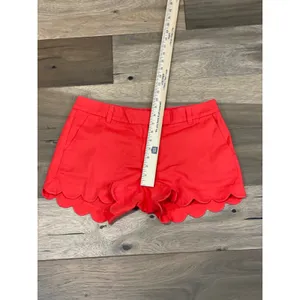 J.Crew Size 6 Orange Linen‑Cotton Scalloped Hem Shorts thumbnail 3