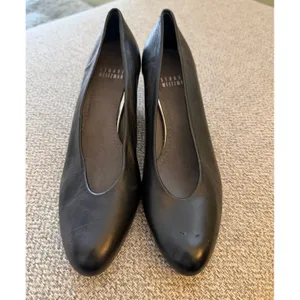 Stuart Weitzman Women's Black Leather‎ Almond Toe Slip On Pumps 5 1/2 M thumbnail 3