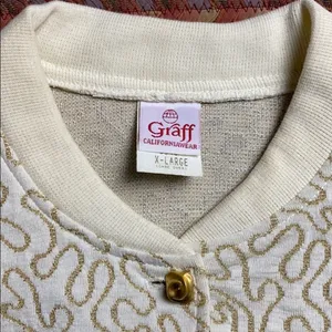 Vintage Gold Glitter Cardigan Button Up Sweater thumbnail 5