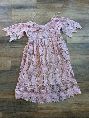 Motherhood Maternity Pink Lace Off-Shoulder Midi Maternity Dress M thumbnail 1