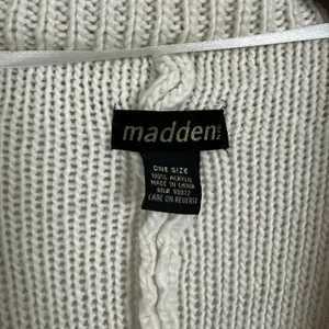 Madden NYC Womens Ruana Sweater OS Cream Open Front Fringe Cable Knit Poncho thumbnail 3