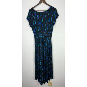 APT.9 Maxi Dress Womens Small Black Geometric‎ Short Sleeve Office Chic Artsy thumbnail 3