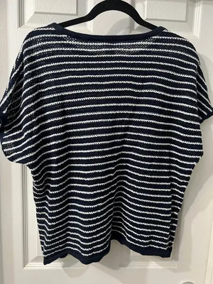 Pact Cotton and Linen Navy & White Striped Knit Top Size XL thumbnail 8