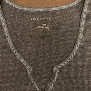 American Eagle Outfitters Charcoal Long Sleeve V-Neck Top thumbnail 3