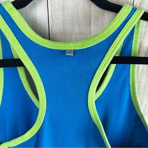 Nike Fit Dry Women's Blue Tank Top with Lime Accents thumbnail 6