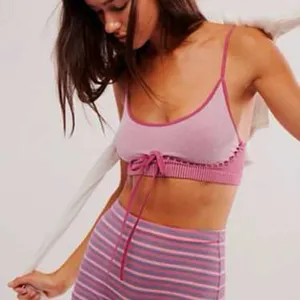 Free People Pink and Purple Striped Bra thumbnail 1