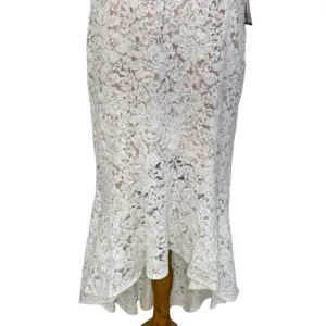 NIGHTWAY Mermaid High-Low Flounce Hem Lace Wedding Dress Ivory Sequin Sz 10 NWT thumbnail 7
