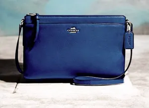 Coach East West Swingpack Crossbody Bag Blue Leather 52638 Beautiful In and Out thumbnail 1