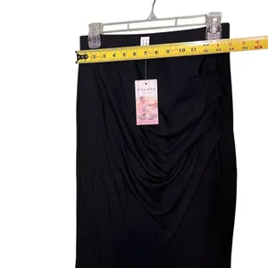 Halara Skirt Women's Med Black Midi Ruched Asymmetric Office Work Professional thumbnail 8
