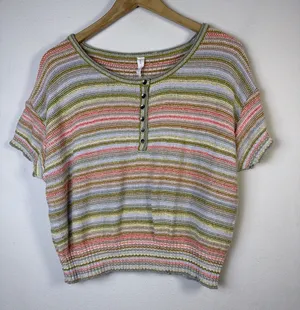 Daily Practice Anthropologie Tuvalu Sweater small casual short sleeve bohemian thumbnail 1