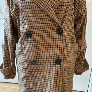 Anthropologie Lost + Wander orange & yellow plaid trench coat thumbnail 4