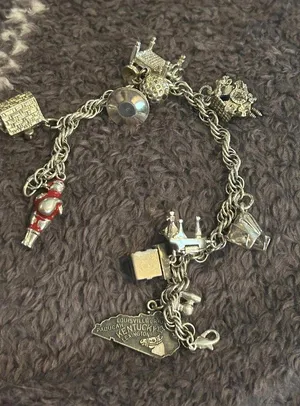 S53 bracelet Kookoo golf Santa and more 925 sterling silver heavy 7.25 inch long thumbnail 1