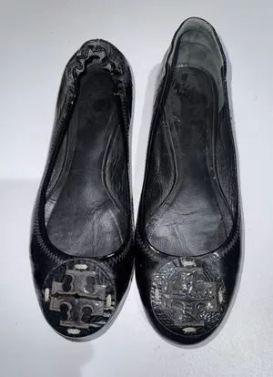 TORY BURCH Women's‎ Reva Ballerina Ballet Flats Black Patent Leather Size 6 N thumbnail 1