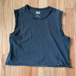 SO Shirt Womens XS Gray Tank Top Crop Cotton Ladies thumbnail 1