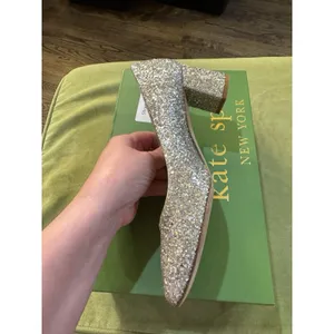 Kate Spade Dolores Silver‎ Gold Glitter Block Heel Pumps Women Size 6 Display thumbnail 4