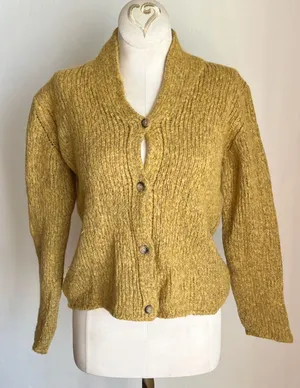 Weekend MaxMara Yellow Wool Blend Cardigan Size M thumbnail 1