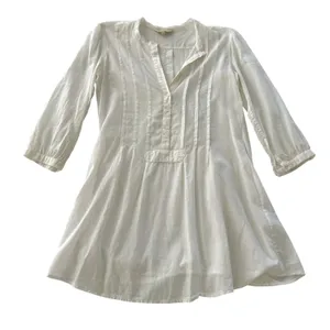 AllSaints White Cotton Pin Tuck V Neck 3/4 Sleeve Tunic Shirt US‎ 4 thumbnail 3