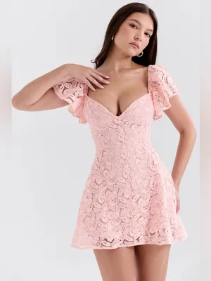 House of CB Verity Perfectly Pink Floral Lace Mini Dress XS thumbnail 5