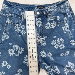 Flamingals Blue Daisy Floral Barrel Jeans Large High Rise Retro thumbnail 6