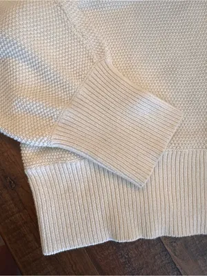 Anthropologie Cream V-Neck Textured Knit Sweater‎ thumbnail 2