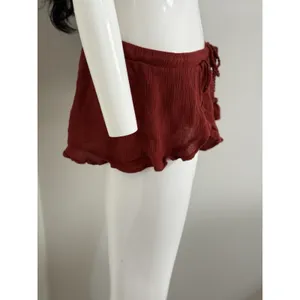 Forever 21 Shorts Women’s Ruffle Tiered Smocked Waist Hot Pants rust brown Approx Size S thumbnail 4