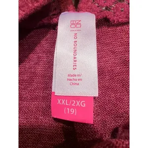 Y2K Maroon Lace Back Long Sleeve Henley‎ Top Women’s XXL 2X No Boundaries thumbnail 7