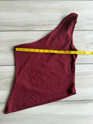 Edikted Knotted One Shoulder Asymmetric Top Maroon Small NWOT thumbnail 9