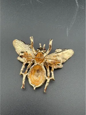 Colorful Crystal Flower and Bee Brooch Pin thumbnail 6