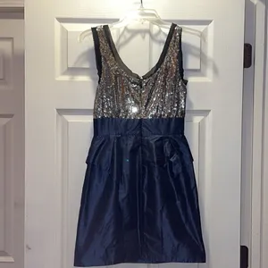 BCBGeneration Sequin Blue Frost Mini Dress thumbnail 3