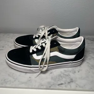 Vans women’s Camouflage and Black Sneakers thumbnail 2