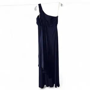 David's Bridal One-Shoulder Maxi Dress Deep Purple Goth thumbnail 5