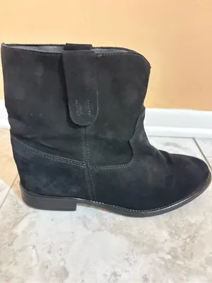 Anthropologie Hidden Heel Black Suede Ankle Boots thumbnail 5
