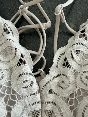 PINK Victoria's Secret Lace Crisscross Bralette - Cream size M thumbnail 6