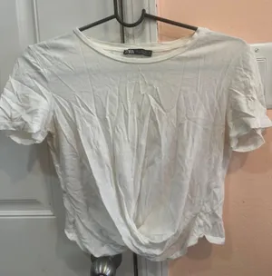 zara white crop top thumbnail 1