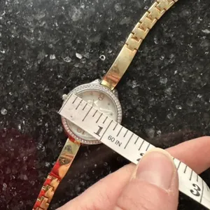 Chico’s Large Face Mother of Pearl Pave Rhinestone Goldtone Delicate‎ Band Watch thumbnail 12