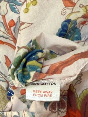 Powell Craft Floral Cotton Pajama Top M/L Pink Botanical Short Sleeve Button Up thumbnail 8