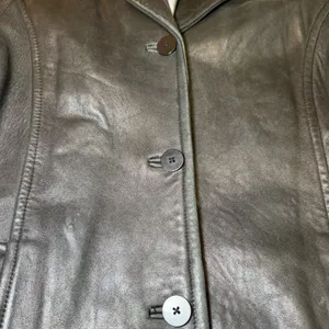 Gallery Womens Size Large Black Genuine Leather Jacket Button Front Blazer thumbnail 14