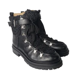 Circus by Sam Edelman Combat Boots Womens 7 Black Faux Leather Shearling Gretchen thumbnail 1