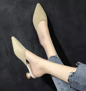 Kitten Heel Summer Mule Slide Color Sand Size 40 Tan thumbnail 3