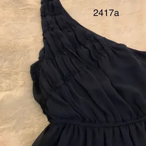 YA Los Angeles Navy Blue One Shoulder Ruched Chiffon Mini Dress‎ Small thumbnail 4