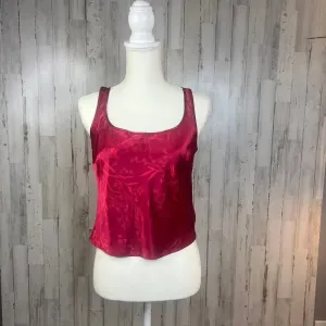 Victoria's Secret Vintage Satin‎ Floral Tank Top Red XS Square Neck Wide Strap thumbnail 2