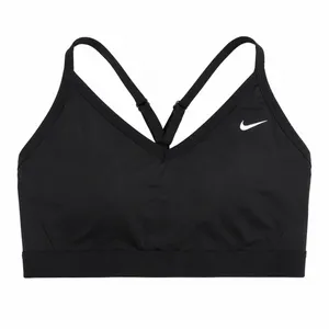 NIKE S Small Dri-Fit Indy Light Support Sports Bra Black Swoosh Logo Women's thumbnail 2