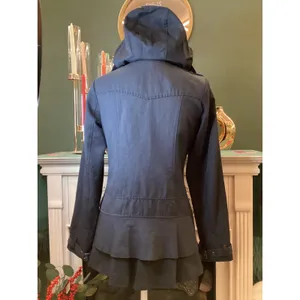 Maurice's Black‎ Hooded Ruffle Hem Jacket Womens Size S thumbnail 4
