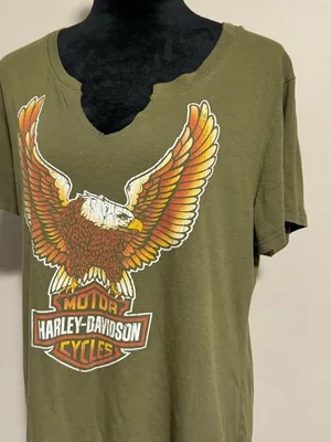 EUC Harley Davidson Motorcycles Green Eagle Fort Myers, FL Graphic shirt size XL thumbnail 3